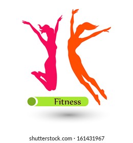 Color fitness women on the white background