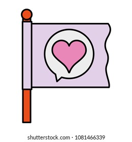 color flag with heart inside chat bubble message