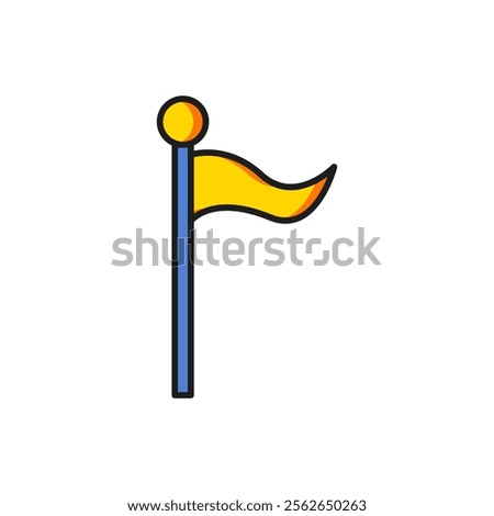 Color Flag icon isolated on white background. Location marker symbol. Flat filled outline style with shadow. Vector