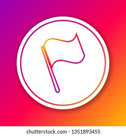 Color Flag line icon isolated on color background. Circle white button. Vector Illustration