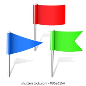 Color flag pins. Vector.