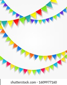 Color flag strings on white background