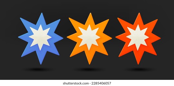 Color flashes collection. 3d vector isolated on black background