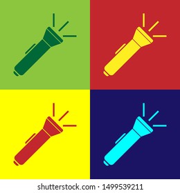 Color Flashlight icon isolated on color background.  Vector Illustration