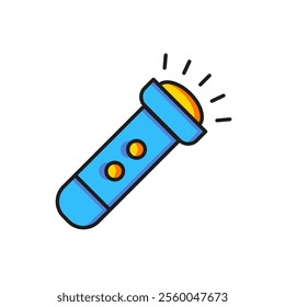 Color Flashlight icon isolated on white background. Flat filled outline style with shadow. Vector