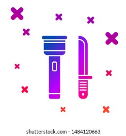 Color Flashlight and knife icon isolated on white background. Gradient random dynamic shapes. Vector Illustration