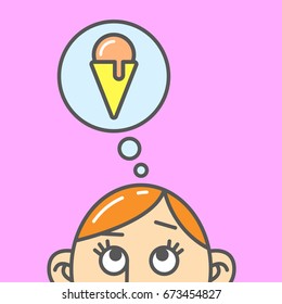 Color flat art cartoon illustration of the idea of ice cream