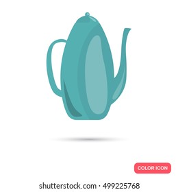 Color flat ceramic teapot icon. Flat design