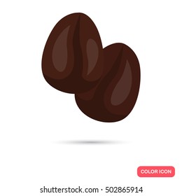 Color flat coffee grains icon. Flat design