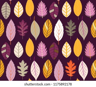 Color flat design pattern background - autumn leaves