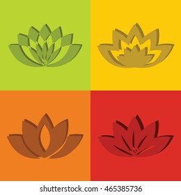 Color flat flowers with short shadow