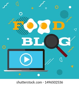 Color flat food blog  poster  design eps 10 vector