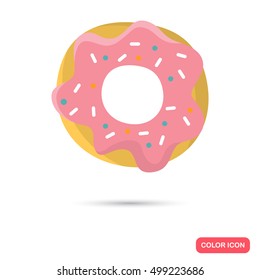 Color flat icing donut icon. Flat design