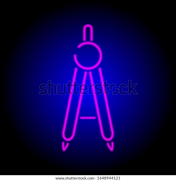 color flat icon compass pink neon stationery\
black background