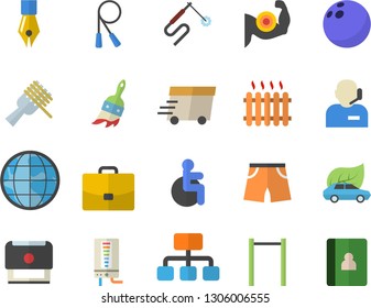 Color flat icon set boiler flat vector, spaghetti on a fork, paint brush, eco cars, welding, radiator, hierarchy, case, earth, express delivery, disabled, ink pen, phone operator, stamp, muscles
