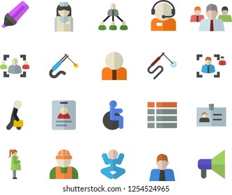 Color flat icon set builder flat vector, welding, person, marker, team, telephone operator, disabled, gestation, nurse, recruitment, hierarchy, businessman, yoga, menu, badge, mouthpiece