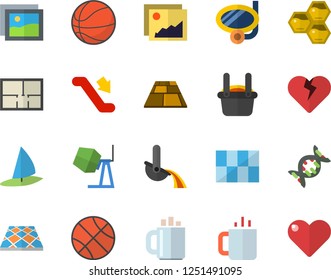 Color flat icon set concrete mixer flat vector, house layout, tile, flooring, tea, honeycomb, metallurgy, coffee, dna, basketball, escalator fector, swimming mask, windsurfing, gallery, heart