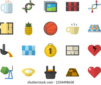 Color flat icon set concrete mixer flat vector, house layout, tile, flooring, dish, pineapple, metallurgy, coffee, dna, medal, basketball, gallery, heart
