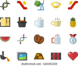 Color flat icon set concrete mixer flat vector, house layout, tile, flooring, watermelon, dish, coffee beans, tea, pineapple, metallurgy, dna, medal, escalator fector, gallery, heart