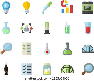 Color flat icon set electric stove flat vector, temperature, lemonade, soda, greenhouse, chemistry, lamp, energy saving, statistics, pipette, blood test, medical analysis, recruitment, to do list