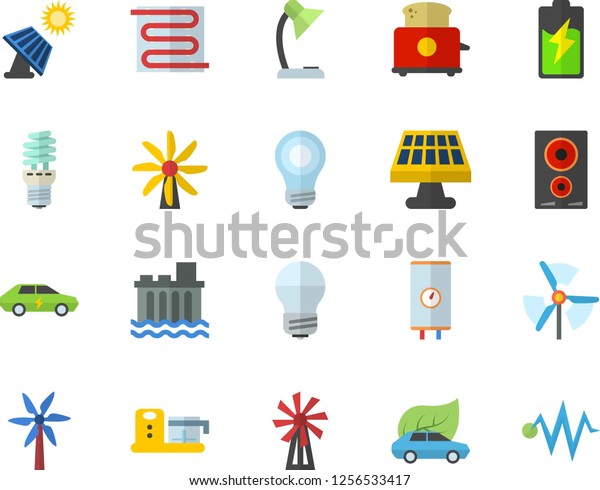 Color Flat Icon Set Energy Saving Stock Vector Royalty Free