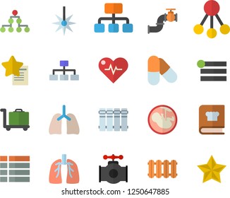 Color flat icon set heating batteries vector, flat, cookbook, main pipeline, laser, hierarchy, embryo, lungs, classification, heartbeat, pills, luggage trolley fector, menu, favorites