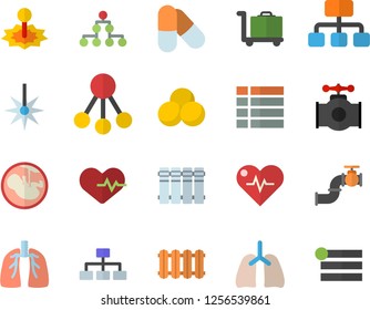 Color flat icon set heating batteries vector, flat, main pipeline, laser, hierarchy, embryo, lungs, classification, heartbeat, pills, luggage trolley fector, menu