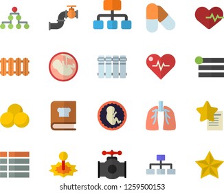 Color flat icon set heating batteries vector, flat, cookbook, main pipeline, laser, hierarchy, embryo, lungs, classification, heartbeat, pills, menu, favorites