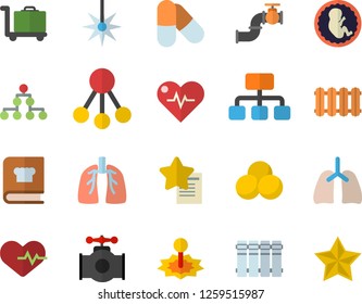 Color flat icon set heating batteries vector, flat, cookbook, main pipeline, laser, hierarchy, embryo, lungs, classification, heartbeat, pills, luggage trolley fector, favorites