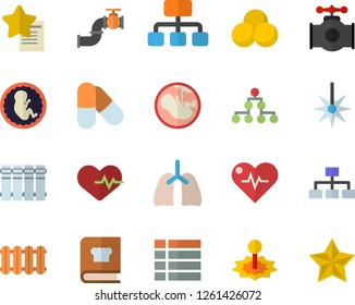 Color flat icon set heating batteries vector, flat, cookbook, main pipeline, laser, hierarchy, embryo, lungs, classification, heartbeat, pills, menu, favorites