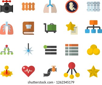 Color flat icon set heating batteries vector, flat, cookbook, main pipeline, laser, hierarchy, embryo, lungs, classification, heartbeat, pills, luggage trolley fector, menu, favorites