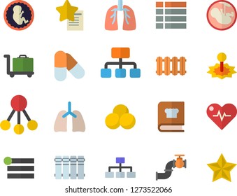 Color flat icon set heating batteries vector, flat, cookbook, main pipeline, laser, hierarchy, embryo, lungs, classification, heartbeat, pills, luggage trolley fector, menu, favorites