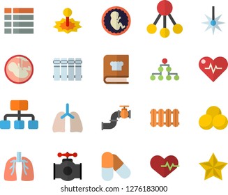Color flat icon set heating batteries vector, flat, cookbook, main pipeline, laser, hierarchy, embryo, lungs, classification, heartbeat, pills, menu, favorites