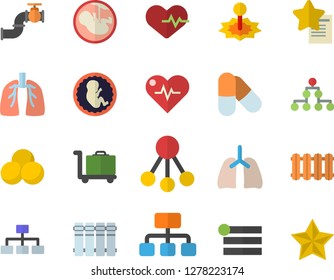 Color flat icon set heating batteries vector, flat, main pipeline, laser, hierarchy, embryo, lungs, classification, heartbeat, pills, luggage trolley fector, menu, favorites