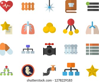 Color flat icon set heating batteries vector, flat, cookbook, main pipeline, laser, hierarchy, embryo, lungs, classification, heartbeat, pills, menu, favorites