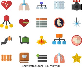 Color flat icon set heating batteries vector, flat, cookbook, main pipeline, laser, hierarchy, embryo, lungs, classification, heartbeat, luggage trolley fector, menu, favorites