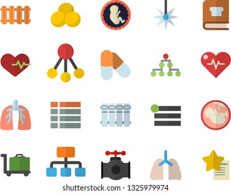 Color flat icon set heating batteries vector, flat, cookbook, main pipeline, laser, hierarchy, embryo, lungs, classification, heartbeat, pills, luggage trolley fector, menu, favorites