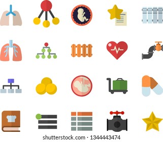 Color flat icon set heating batteries vector, flat, cookbook, main pipeline, hierarchy, embryo, lungs, classification, heartbeat, pills, luggage trolley fector, menu, favorites