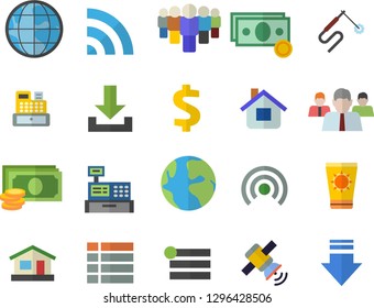Color flat icon set house flat vector, welding, earth, cash, dollar, team, machine, satellit, sun protection cream fector, menu, broadcast, download