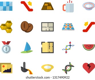 Color flat icon set house layout flat vector, tile, flooring, watermelon, dish, coffee beans, tea, honeycomb, metallurgy, dna, medal, escalator fector, windsurfing, gallery, heart