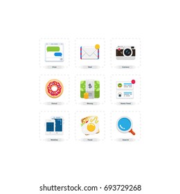 Color Flat Icon Set. Pack of various pictogram