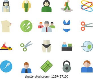 Color flat icon set person flat vector, team, massage, nurse, breast, sperm, artificial insemination, office worker, weight, waistline, swimsuit, hoop, lose, hike fector, inflatable mattress, user