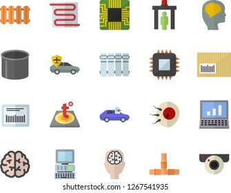 Color flat icon set pipes flat vector, warm floor, heating batteries, autopilot, pipe production, motherboard, barcode, artificial insemination, computer, brain, fector, control gate