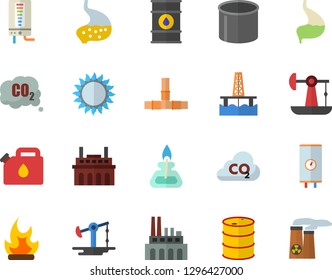 Color Flat Icon Set Pipes Flat Vector, Boiler, Gas, Bonfire, Oil Production Platform, Pumping, Tanks, Plant, Canister, Carbon Dioxide, Pipe, Stomach, Burner, Nuclear Power