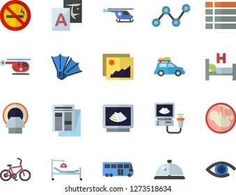 Color flat icon set scatter chart flat vector, news, hospital bed, ultrasound, helicopter, embryo, tomograph, car fector, bus, bicycle, flippers, no smoking, jingle, gallery, menu, translate, eye