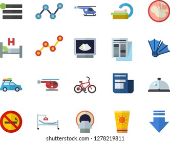Color flat icon set scatter chart flat vector, news, hospital bed, ultrasound, helicopter, embryo, tomograph, car fector, bicycle, sun protection cream, flippers, no smoking, jingle, menu, download