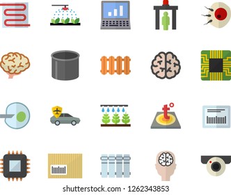 Color flat icon set warm floor flat vector, heating batteries, sprinkling machine, autopilot, pipe production, motherboard, barcode, artificial insemination, computer, brain, fector, control gate