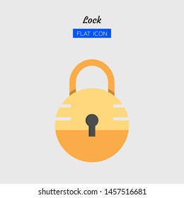 color flat icon symbol, circle shape lock concept, security, padlock, safety, Isolated vector design