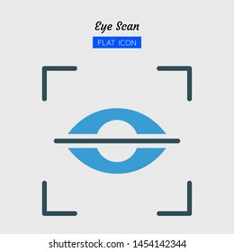 color flat icon symbol, eye scan concept, digital technology, security, identity, scanner, Isolated vector design