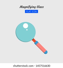 color flat icon symbol, magnifying glass tool concept, magnification, search, zoom, Isolated vector design 